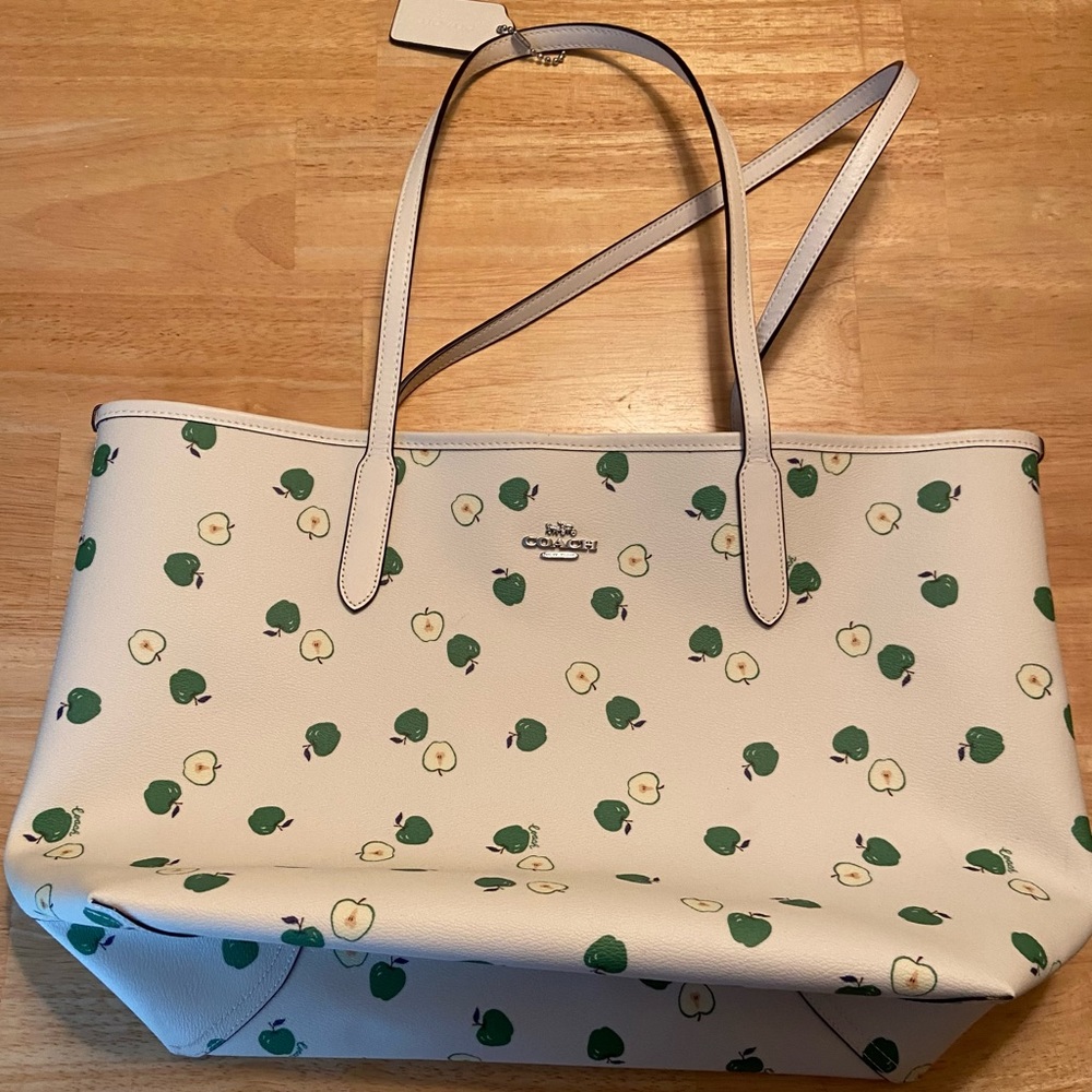 Coach Green Apple Print Tote